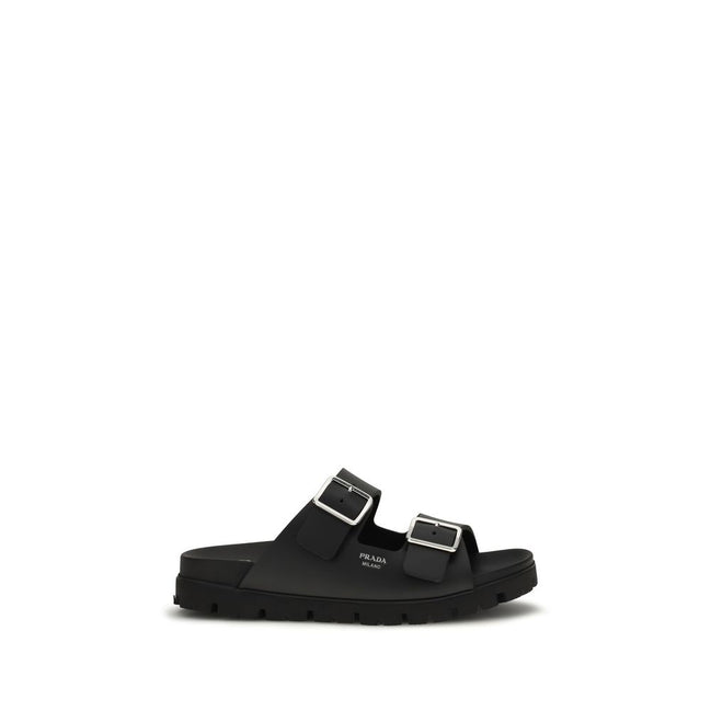 Sandali bassi Prada in pelle di vitello nera Bos Taurus