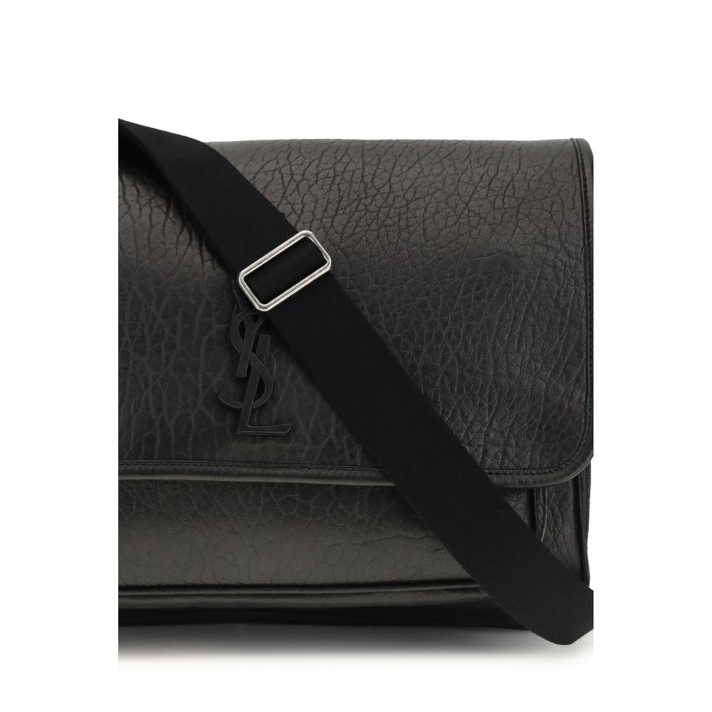 Borsa a tracolla Saint Laurent in pelle di vitello nera Bos Taurus