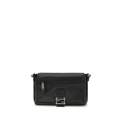 Sac porté épaule Fendi en cuir de veau noir Bos Taurus