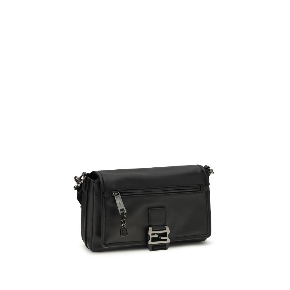 Sac porté épaule Fendi en cuir de veau noir Bos Taurus