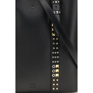 Valentino Garavani Black Calf Leather Shoulder Bag