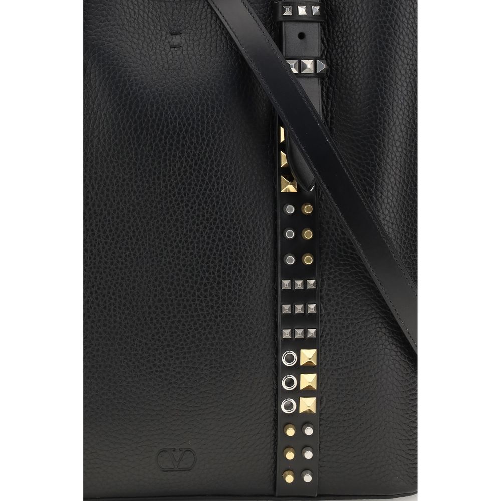 Valentino Garavani Black Calf Leather Shoulder Bag