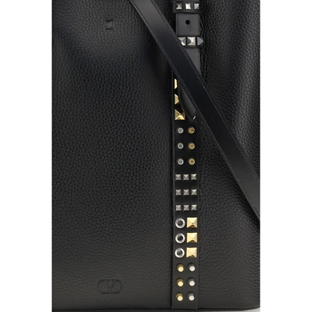 Valentino Garavani Black Calf Leather Shoulder Bag