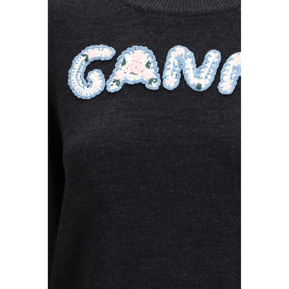 Ganni Gray Wool Sweatshirt