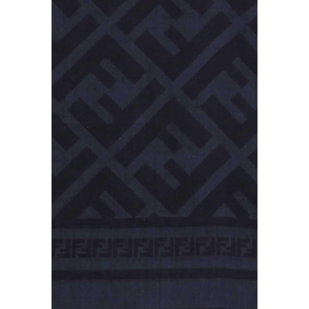 Fendi Blue Wool Scarf