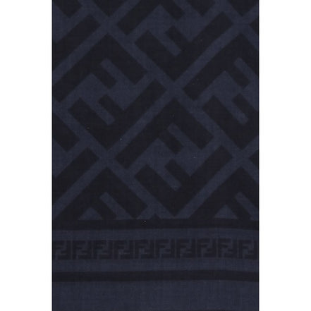 Fendi Blue Wool Scarf