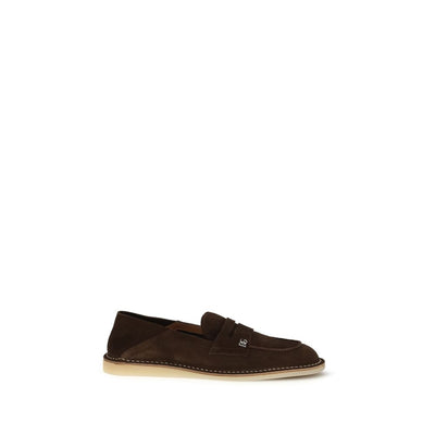 Dolce & Gabbana Brown Calf Leather Slip-On Loafers