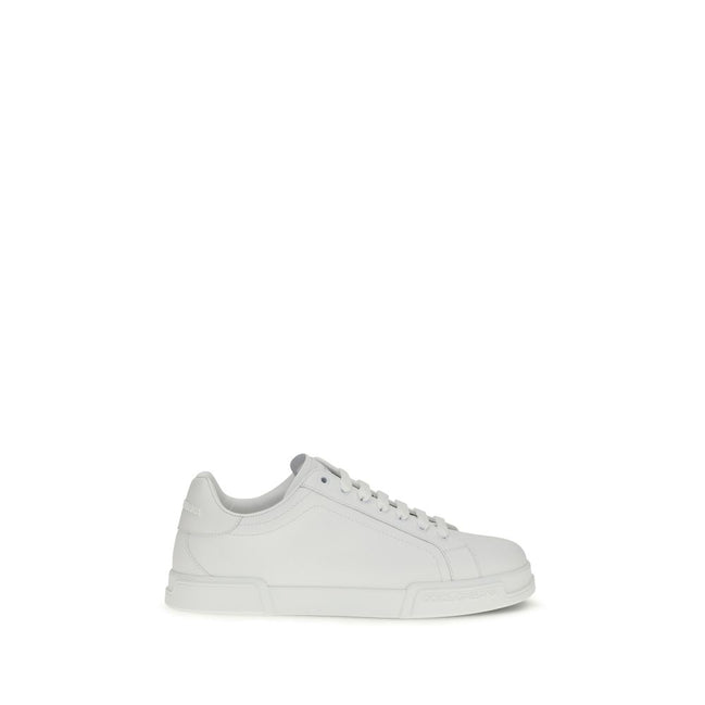 Dolce & Gabbana White Calf Leather Low Top Sneakers
