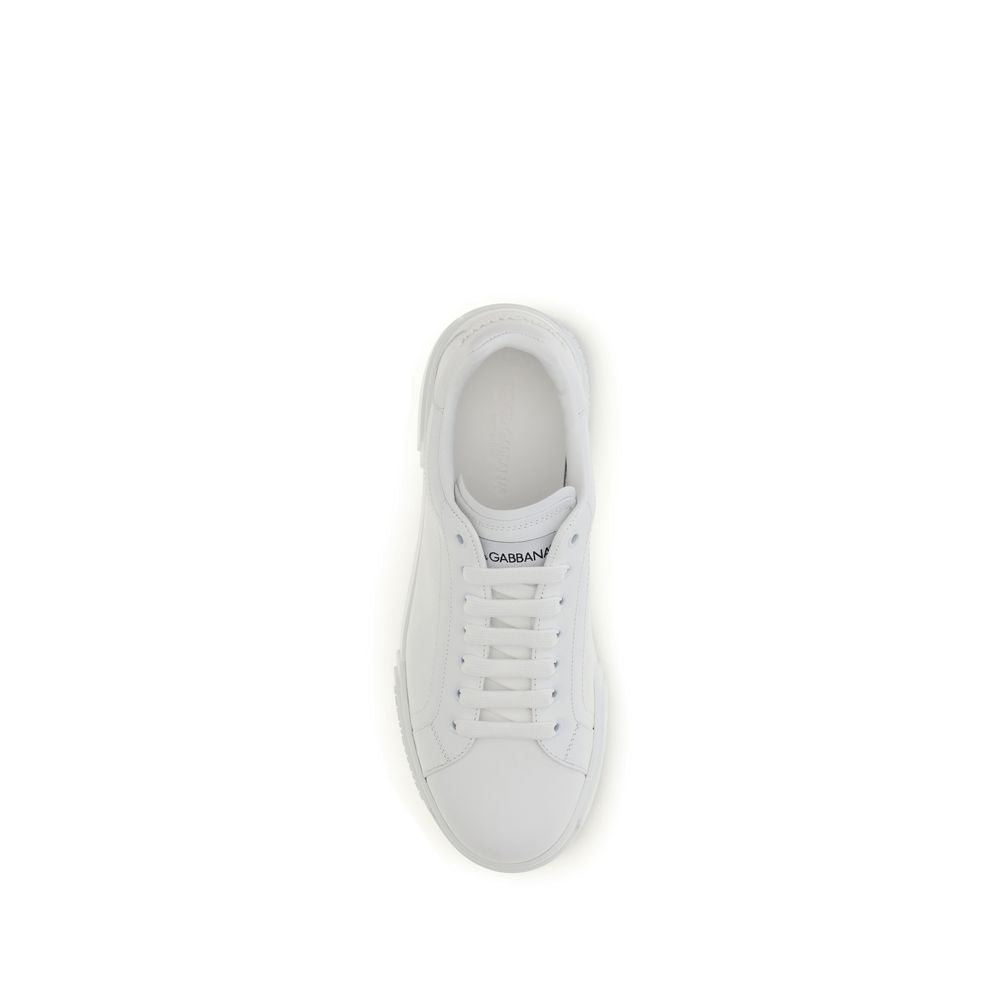 Dolce & Gabbana White Calf Leather Low Top Sneakers