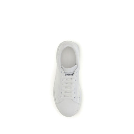 Dolce & Gabbana White Calf Leather Low Top Sneakers