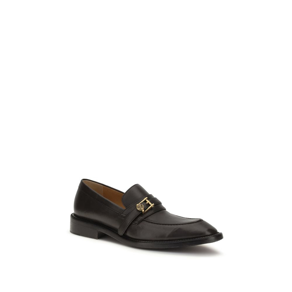 Versace Black Calf Leather Slip-On Loafers - Men