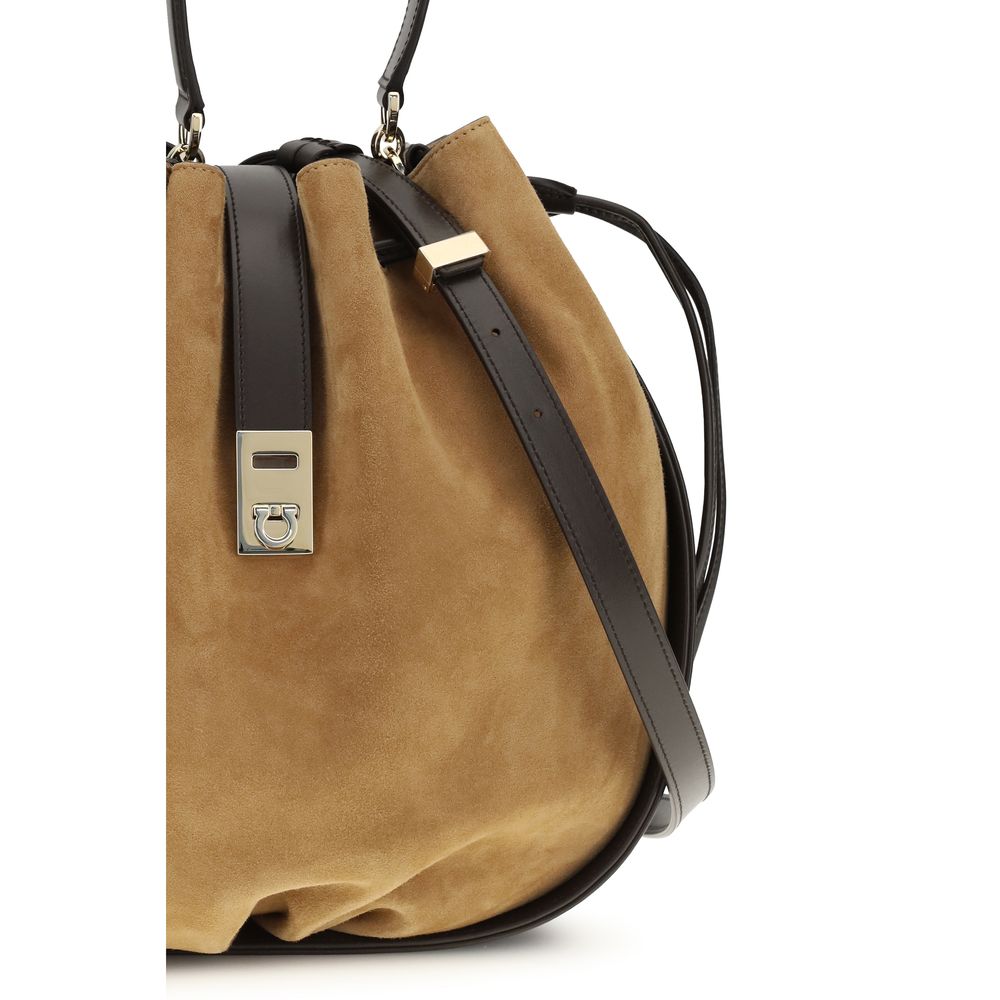 Ferragamo Brown Leather Bucket Bag
