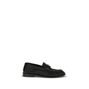 Saint Laurent Black Calf Leather Slip-On Loafers