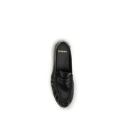 Saint Laurent Black Calf Leather Slip-On Loafers