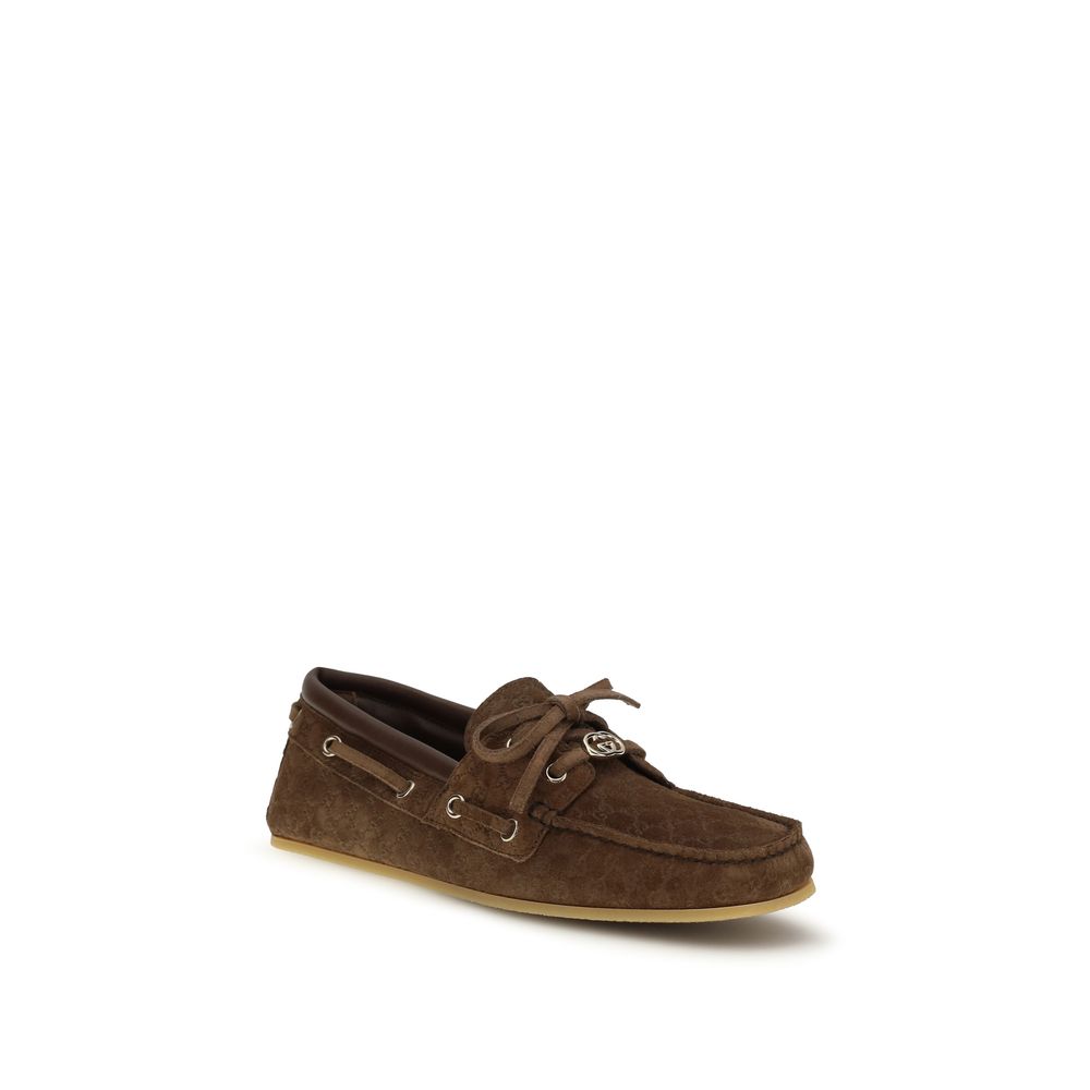 Mocassins à enfiler en cuir de veau marron Gucci