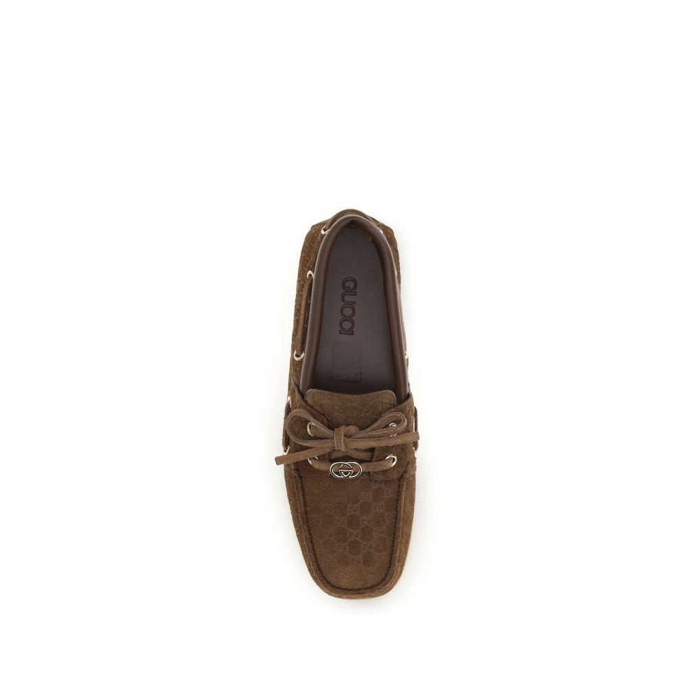 Mocassins à enfiler en cuir de veau marron Gucci