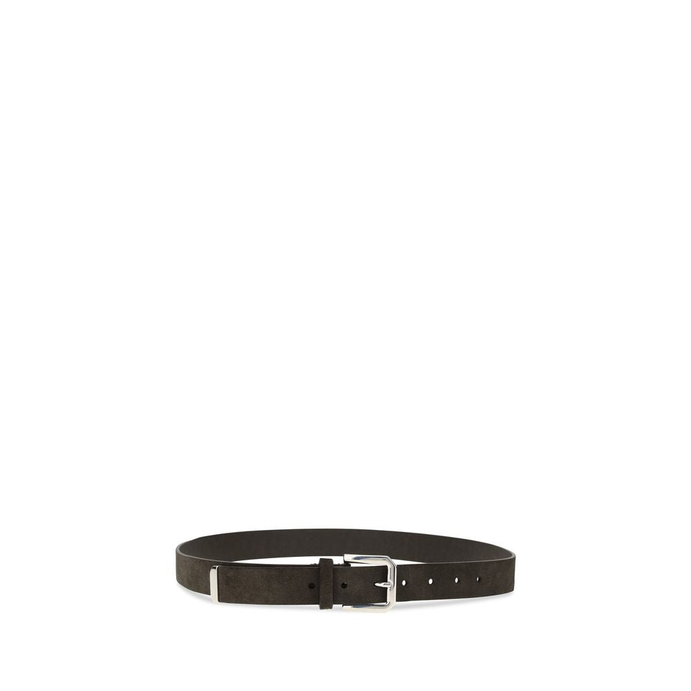 Brunello Cucinelli Ceinture classique en cuir de veau noir Bos Taurus