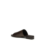 Brunello Cucinelli Mules en cuir de veau marron Bos Taurus