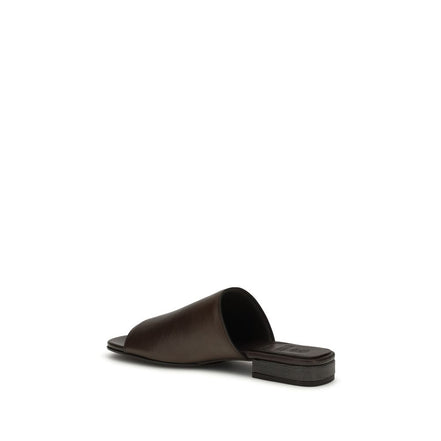 Brunello Cucinelli Mules en cuir de veau marron Bos Taurus