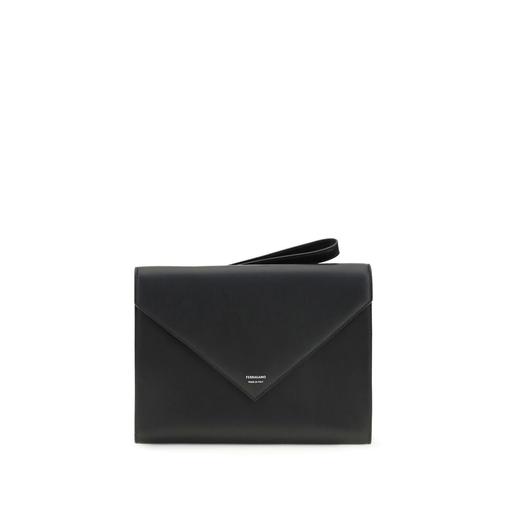 Portafoglio Ferragamo in pelle di vitello nera Bos Taurus