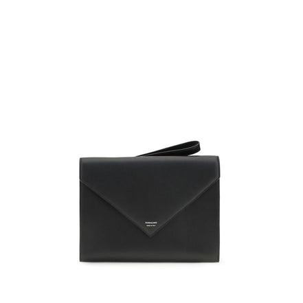 Portafoglio Ferragamo in pelle di vitello nera Bos Taurus