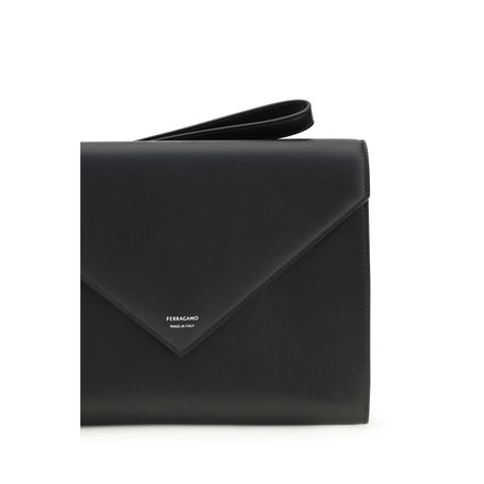 Portafoglio Ferragamo in pelle di vitello nera Bos Taurus