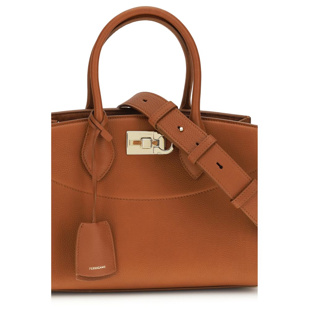 Borsa Ferragamo in Pelle di Vitello Marrone Bos Taurus