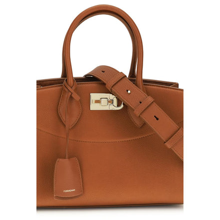 Borsa Ferragamo in Pelle di Vitello Marrone Bos Taurus