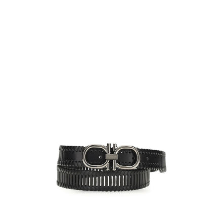 Ceinture Ferragamo en cuir de veau noir Bos Taurus, taille standard