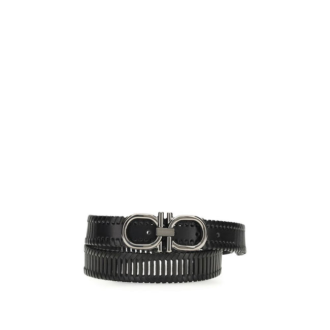 Ceinture Ferragamo en cuir de veau noir Bos Taurus, taille standard