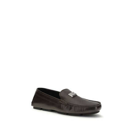 Dolce & Gabbana Brown Calf Leather Slip-On Loafers