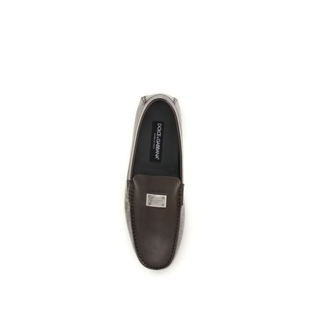 Mocassini Slip-On Dolce & Gabbana In Pelle Di Vitello Marrone