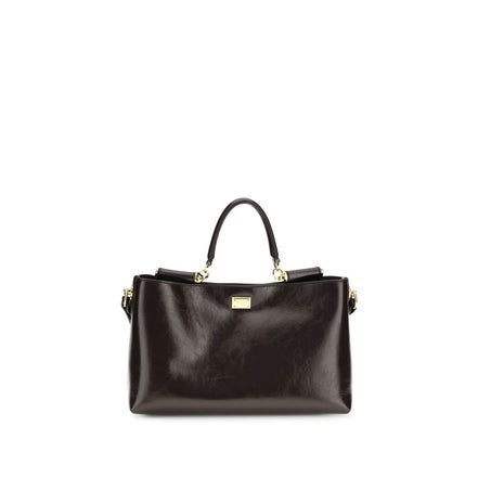 Borsa a Spalla Dolce & Gabbana in Pelle di Vitello Marrone Bos Taurus