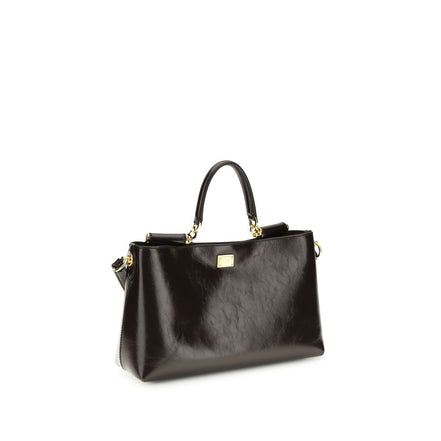 Borsa a Spalla Dolce & Gabbana in Pelle di Vitello Marrone Bos Taurus