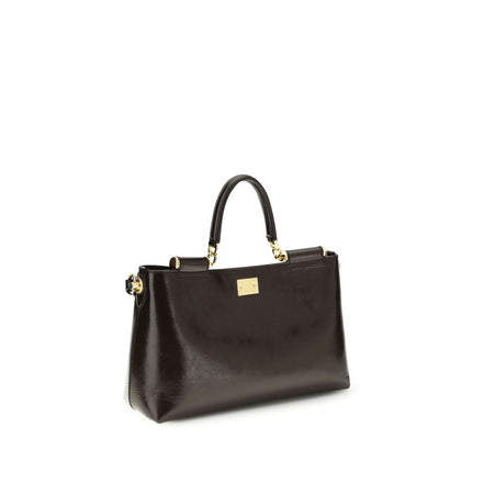 Borsa a Spalla Dolce & Gabbana in Pelle di Vitello Marrone Bos Taurus