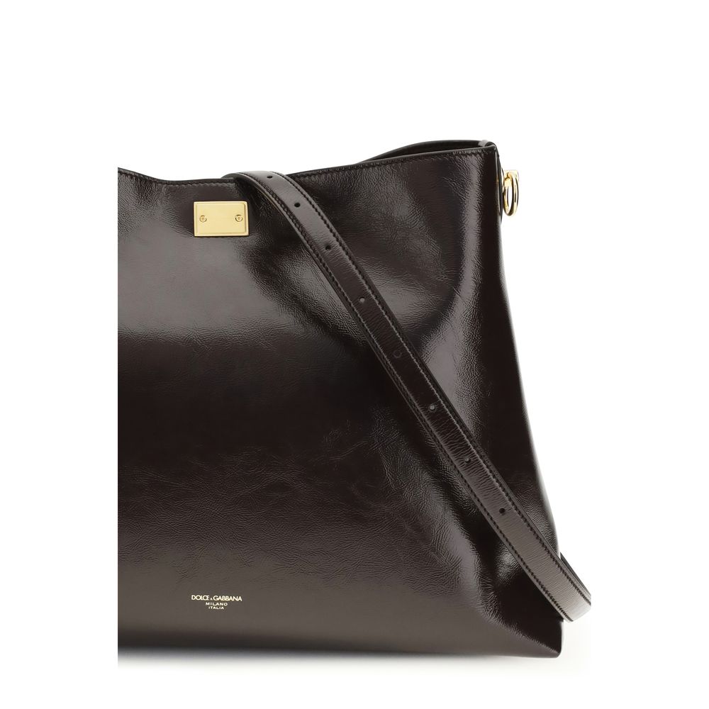 Sac à bandoulière Dolce & Gabbana en cuir de veau marron Bos Taurus