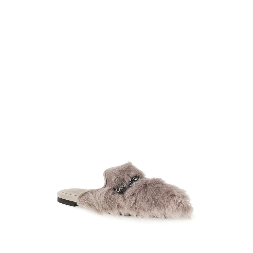 Mules Dolce & Gabbana grigie in pelle d'agnello Ovis Aries Aries