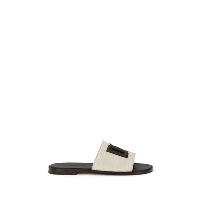 Sandali piatti Dolce & Gabbana in pelle di vitello beige Bos Taurus
