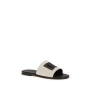 Sandali piatti Dolce & Gabbana in pelle di vitello beige Bos Taurus