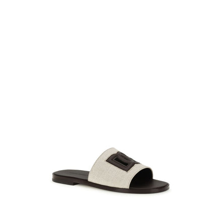 Sandali piatti Dolce & Gabbana in pelle di vitello beige Bos Taurus