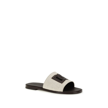 Sandali piatti Dolce & Gabbana in pelle di vitello beige Bos Taurus