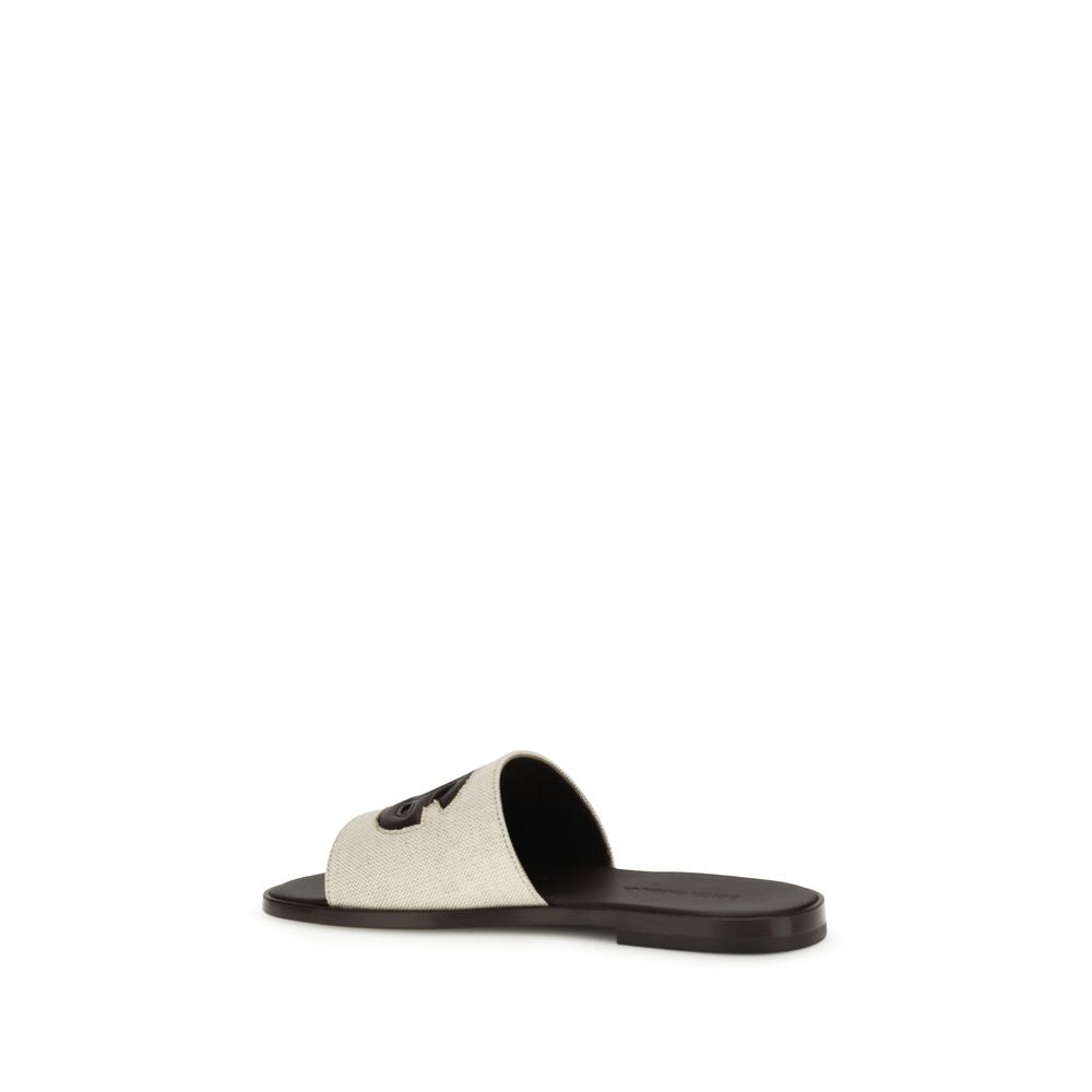 Sandali piatti Dolce & Gabbana in pelle di vitello beige Bos Taurus