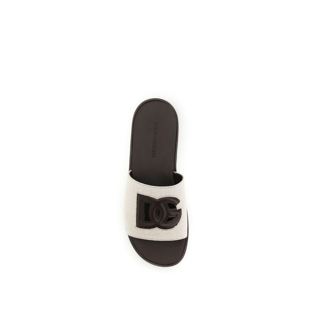 Sandali piatti Dolce & Gabbana in pelle di vitello beige Bos Taurus