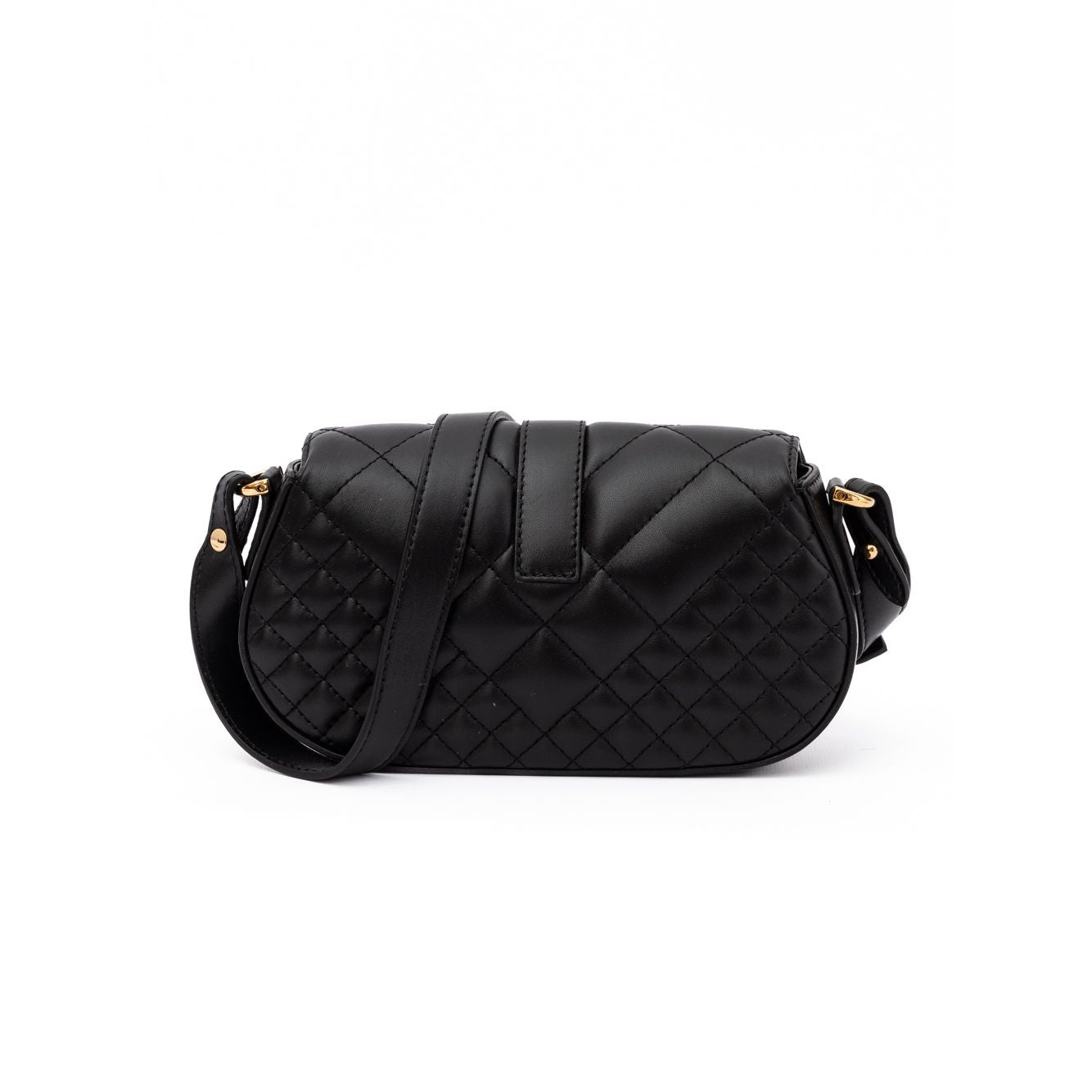 Borsa a tracolla trapuntata Versace in pelle nera