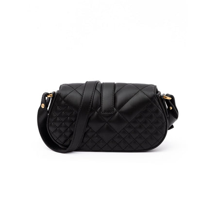 Borsa a tracolla trapuntata Versace in pelle nera