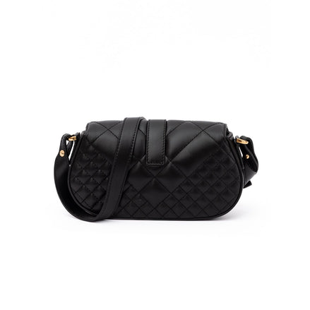 Versace Black Leather Quilted Shoulder Strap Bag