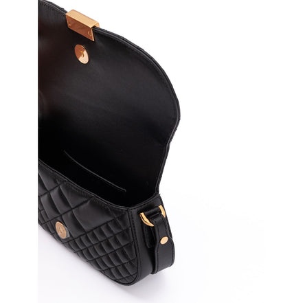 Borsa a tracolla trapuntata Versace in pelle nera
