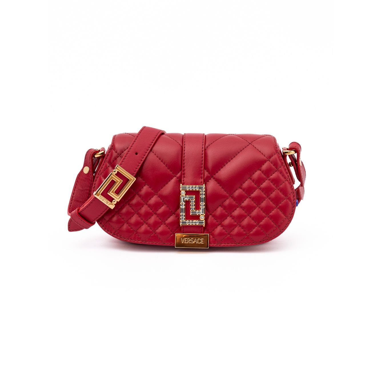 Borsa a tracolla in pelle trapuntata rossa Versace