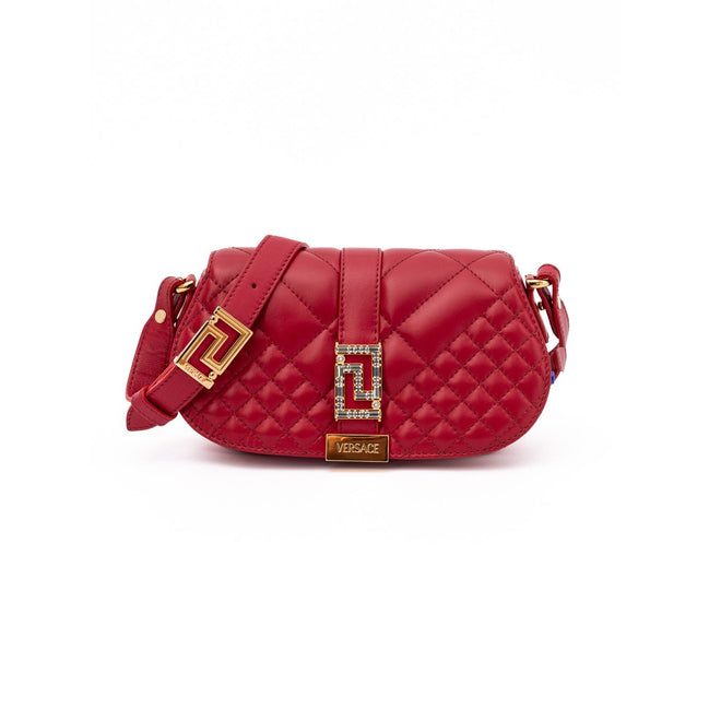 Borsa a tracolla in pelle trapuntata rossa Versace