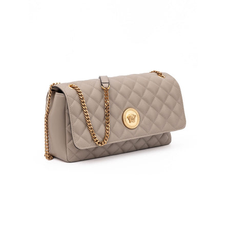 Versace Taupe Quilted Leather Shoulder Strap Bag